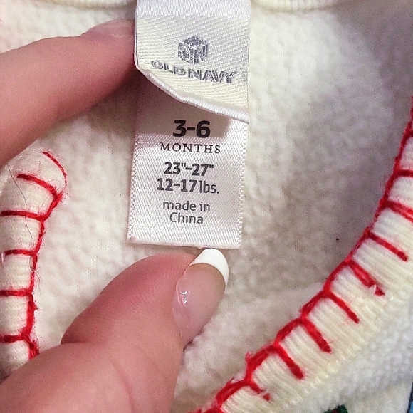 CHRISTMAS OLD NAVY Baby "peace" unisex fleece pajamas size 3-6 months - Picture 4 of 6